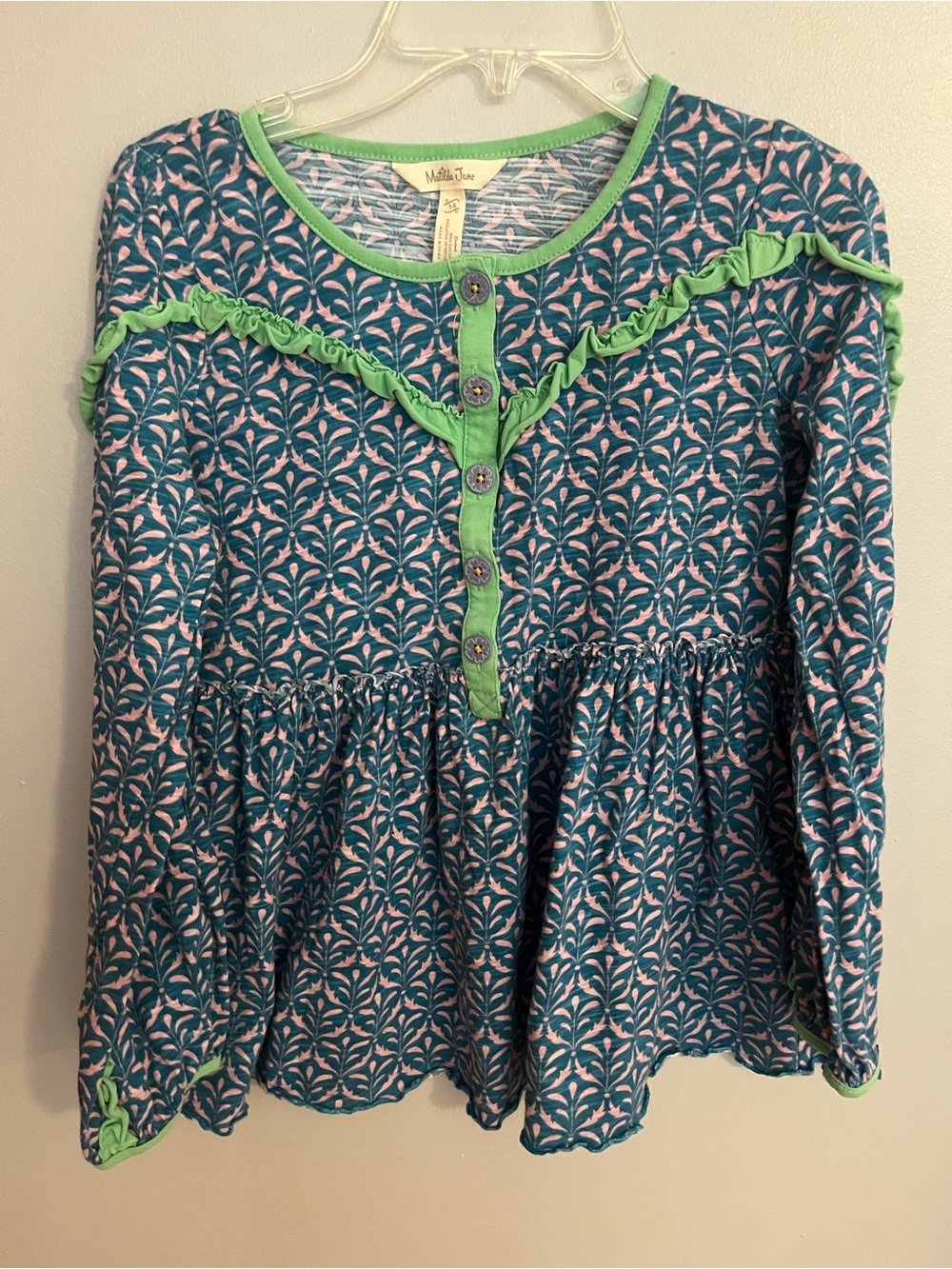 Matilda‎ Jane Teal, Pink & Green Ruffle Long Sleeve Top